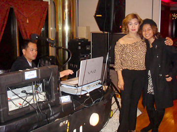 DJ Filipino booth and sound setup with guests